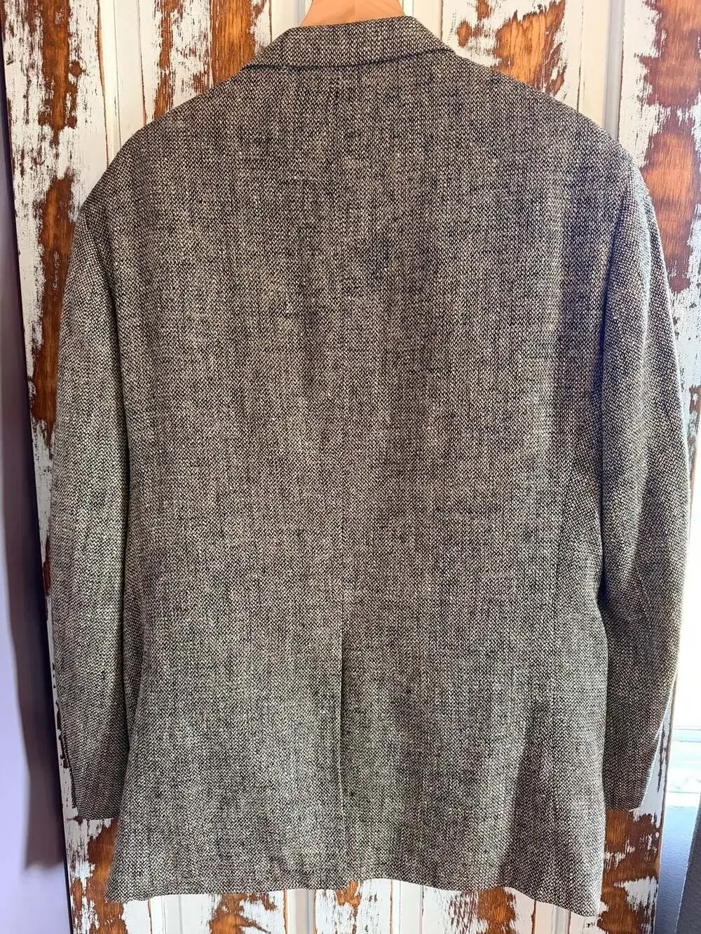 Vintage 100% Silk Herringbone Textured Men's Sport Coat Blazer Quiet Luxury